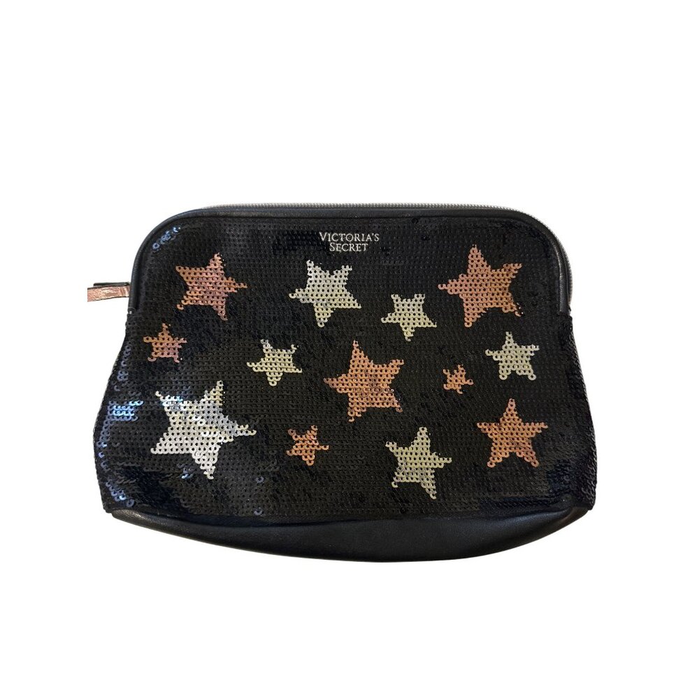 Victorias Secret Black Sequined Star Cosmetic Bag - Picture 2 of 5